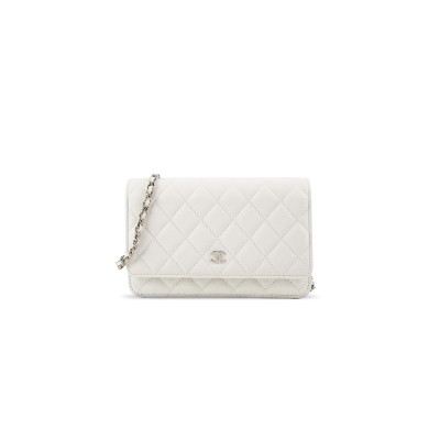 CHANEL CAVIAR QUILTED WALLET ON CHAIN WOC WHITE AP0250 01(19*13*3cm)